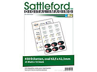 Sattleford 450 Etiketten oval 63,5x42,3 mm für Laser/Inkjet; Vorgestanzte Visitenkarten Vorgestanzte Visitenkarten 