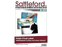 Sattleford 16 Vinyl-Klebefolien für Inkjet-Drucker, wetterfest, DIN A4,  weiß; Drucker-Etiketten Drucker-Etiketten Drucker-Etiketten 