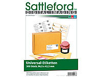 Sattleford 300 Adress-Etiketten 96,5x42,3 mm für Laser/Inkjet; Vorgestanzte Visitenkarten 