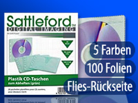 Sattleford 100 Folien-Taschen für 200 CDs, 5 Farben, Vlies, abheftbar