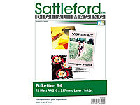 Sattleford 12 Etiketten A4 210x297 mm für Laser/Inkjet